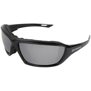 Radians Extremis Safety Glasses Black Frame Silver Mirror Anti-Fog Lens Foam Seal