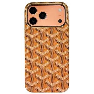 Magsafe Leather Magnetic Protective Case for iPhone 17 Pro Max Trendy Shockproof Cover with Microfiber Lining & Elegant Patterns Ultra Thin Durable Stylish Protection Black Metal Finish Smartphone Casing