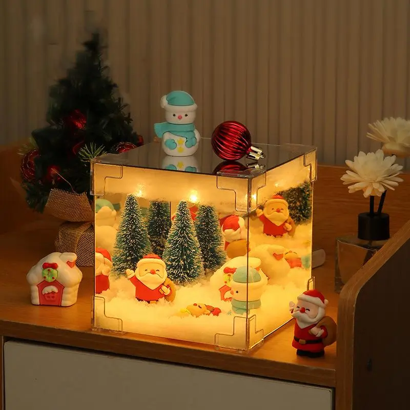 DIY Cube Mirror Light, USB Powered Santa Claus Snowman Tree Light Material Kit, DIY Christmas Decoration, USB Night Light Kit, Novelty Lighting