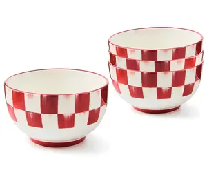 MacKenzie- Childs Set of 4 Cherry Check Bowls