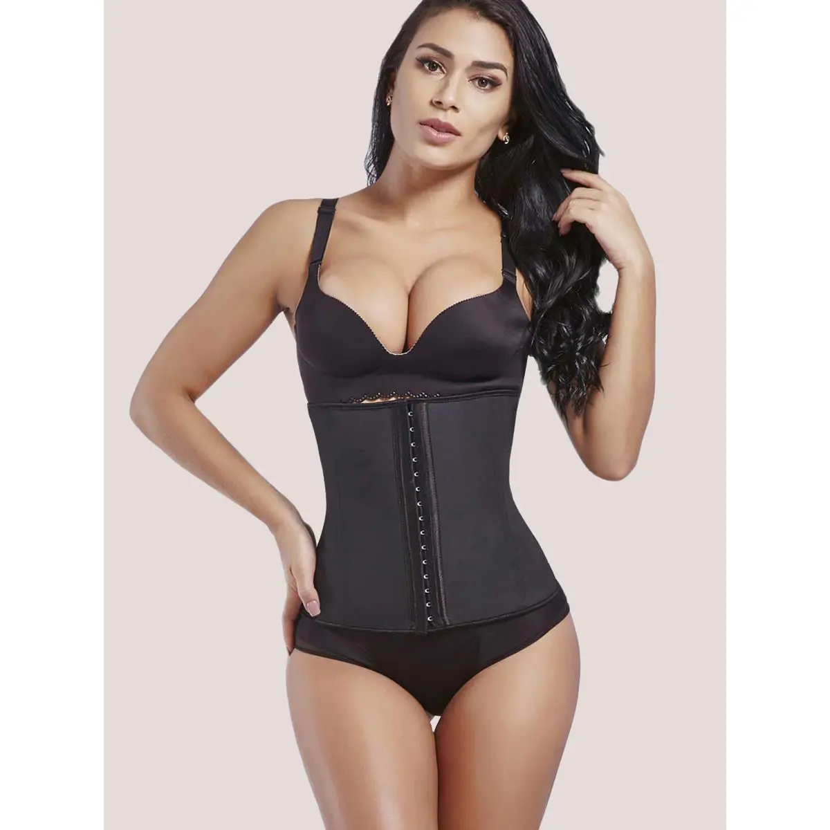FeelinGirl Latex Waist Trainer Plus Size Shapewear 3 Hooks Cincher Comfort Cotton Soft Womenswear Sexy