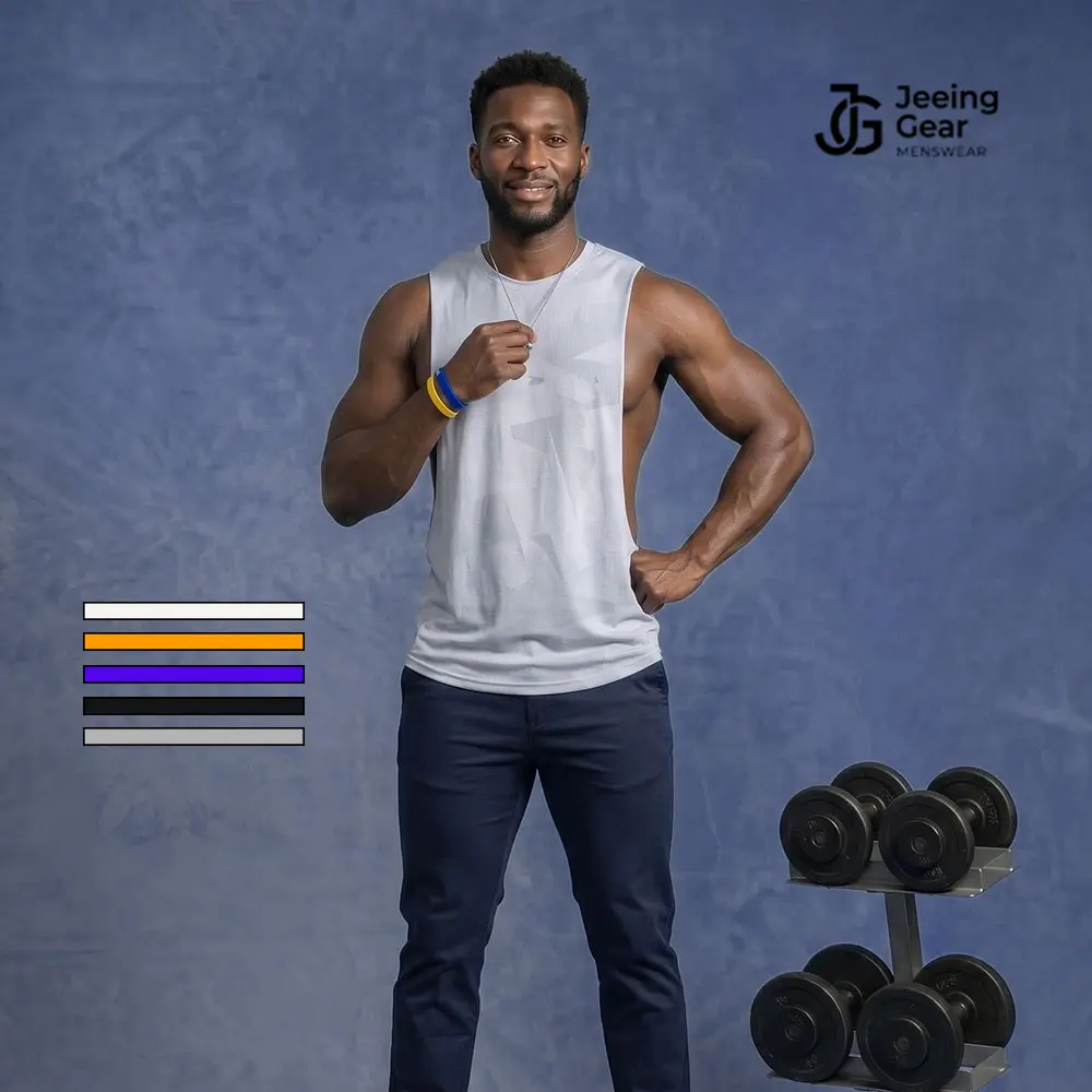 Men's Single Cutout Athletic Sleeveless Muscle Stringer Tank Top - Front Cutout Gym Training Bodybuilding Micro Tank Vest, Menswear Fitness Activewear, Cutout Vests,summervibes Sports Tank Top