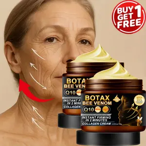 BOTAX Bee Venom Firming Collagen Cream 2pcs, containing retinol and vitamin C, provides rapid anti-wrinkle and brightening effects in 2 minutes, deeply moisturizes, soothes dry skin, improves elasticity, and acts as a hydrating facial lotion.
