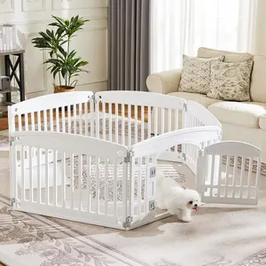 Plastic Pet Playpen, Durable Puppy Playpen with Lockable Door and Non-Slip Bottom, Portable Indoor Outdoor Puppy Pen