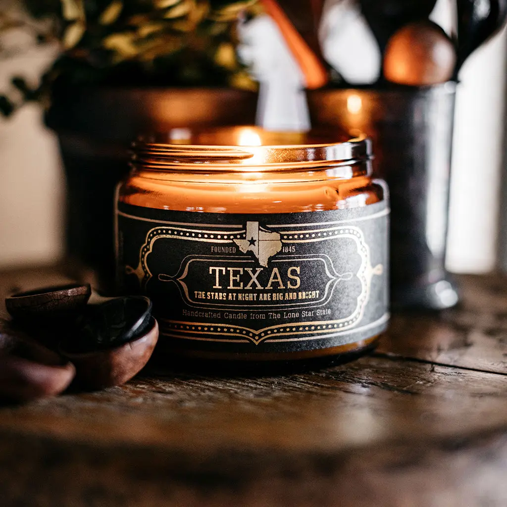 Texas Candle | Campfire, Vanilla & Sage Scented Soy Candle | Texas Gift & Home Fragrance