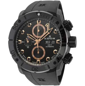 Edox Men's CO-1 45mm Automatic Water-Resistant Mechanical Watch, Carbon Fiber Casual Mechanical Watch, 500 m (1650 ft), 01125-CCN-NR