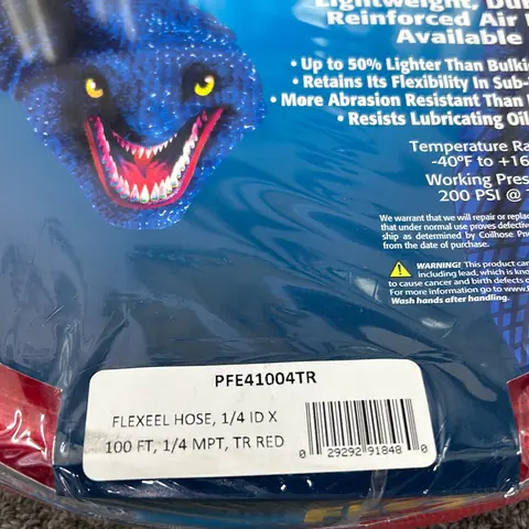 Coilhose flexeel 1/4”x100’ red , including coupler and fitting 1/4