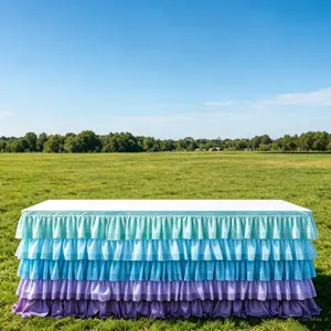 Teacher Desk Skirt Colorful Boho Table Skirt for Rectangular Desk, Back to School First Day of School Classroom Decor for Kindergarten Preschool Middle School