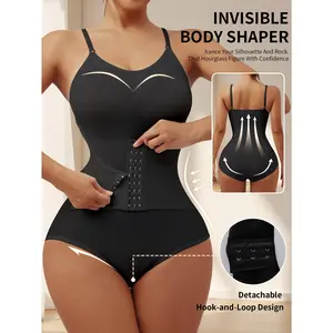 Women'S Comfortable Breathable Front-Buttoning Bodycon Shapewear, Solid Color Tummy Control Butt Lift Bodysuit