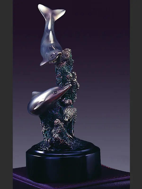 Marian Imports 42015 Decorative 2-Dolphin Figurine - Home Decor Items, Statues & Miniatures, 4.5" w x 7" h