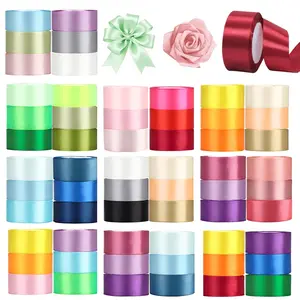 4cm/1.57inch 6 rolls /150 yards Satin Ribbon, Soft Ribbon Wrap , Perfect for DIY Crafts, Bow Making, Gift Wrapping, Bouquets, Valentine's Day, Christmas, Halloween Party Decorations