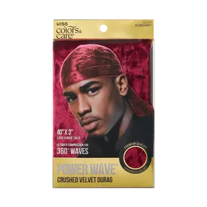 KISS Colors & Care Power Wave Velvet Luxe Durag, Burgundy KISS Colors & Care Power Wave Velvet Luxe Durag, Burgundy