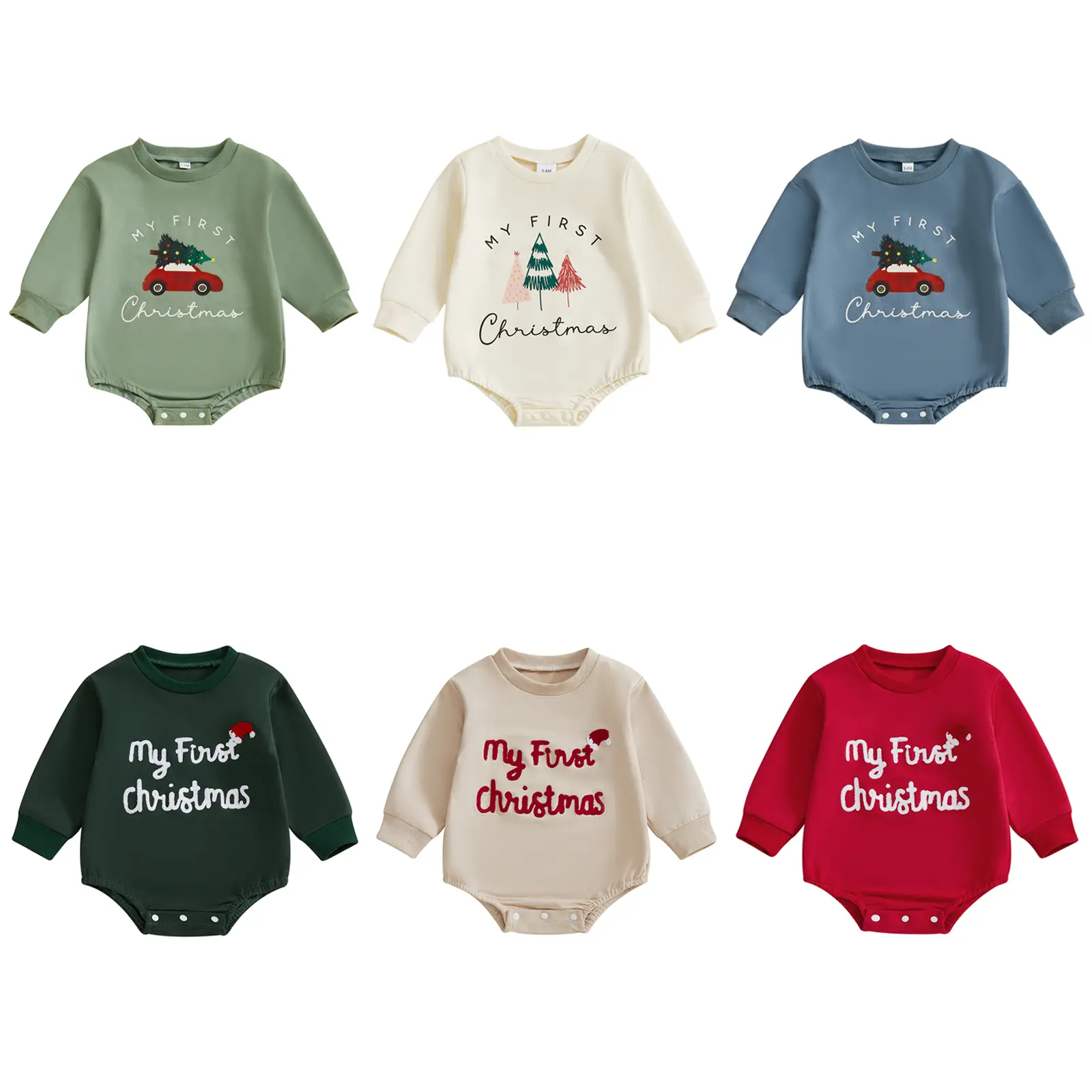 My First Christmas Baby Boy Girl Outfit Xmas Tree Car Sweatshirt Bubble Romper Onesie Bodysuit Jumpsuit Fall Winter Outfit