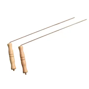 2Pcs Portable Divining Rods Set, 99.9% Copper Dowsing Rods With Wood Grip For Locating Water Treasure Hunting Tools