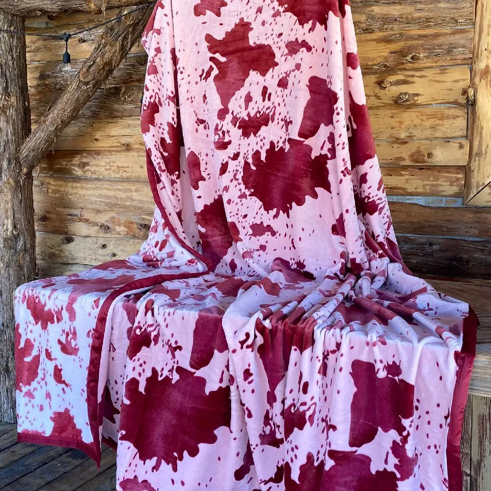 HOT Pink Cowhide king oversized blanket soft and warm.