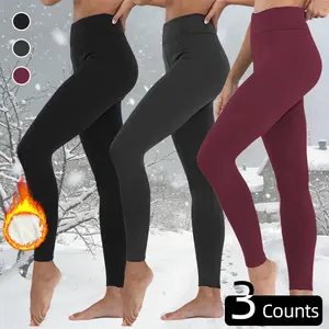 Women's Fleece Lined Leggings Winter Warm High Waist Tight Yoga Pants Running Workout Athletic Cold winter 3 Pack