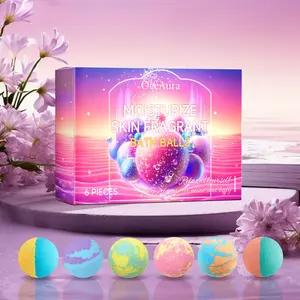 Oceaura Bubble Bath Balls (6 Pieces), Hydrating and Nourishing, Plant Flower Scent, Skin Care Bath Bombs, Single Item Pack