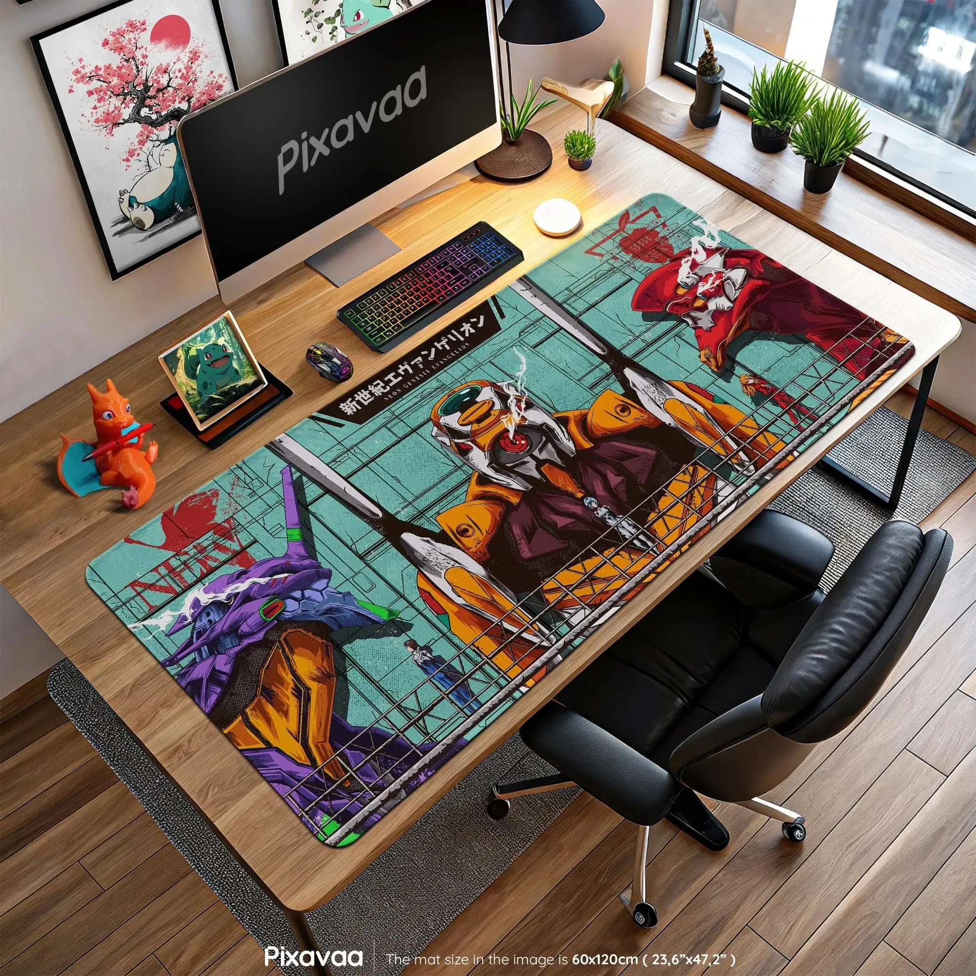 [Sale off up to 65%][Free Ship] Evangelion EVA Unit Desk Mat – Neon Genesis Mecha Mouse Pad, NERV Anime Gaming Mat, Shinji Asuka Rei Decor Gift