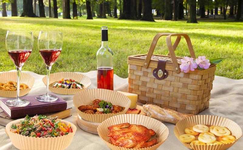 Air Fryer Paper Liners, 100Pcs Parchment Paper, Air Fryer Liners Disposable for Microwave, Non-Stick Air Fryer Liner Square Free of Bleach (6.3IN)