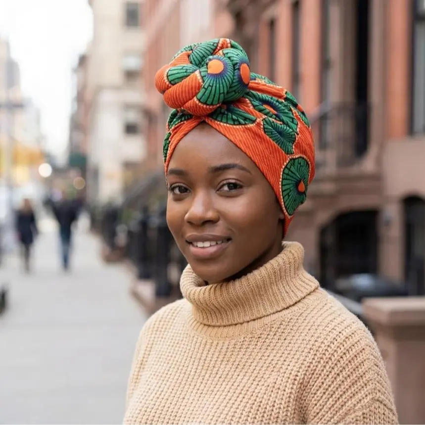 Women's 2-Piece Pre-Knotted Floral Turban Headscarf Set - Scarf for Hair, Bandana Cap Set Hats, Hair Wrapping Hats for Wedding Parties, Chemo Wear, African Style Headwear, Floral Headscarf, Protective Headscarf Hats
