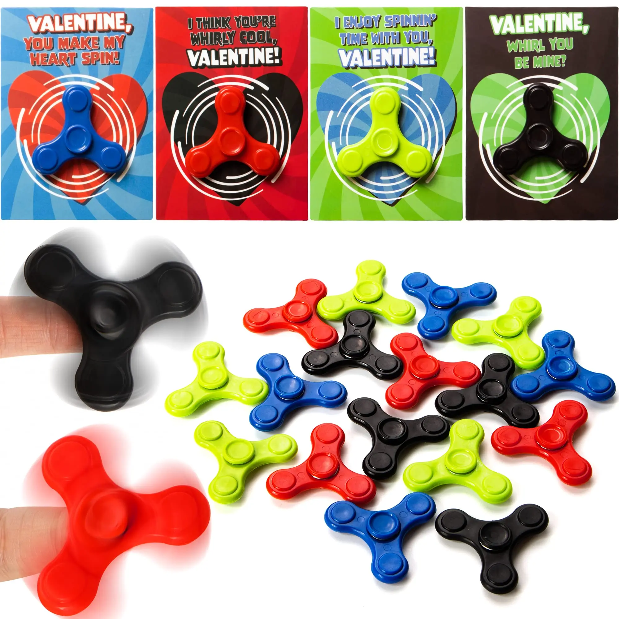 JOYIN 28 Packs Valentines Cards with Fidget Spinner Set - 4 Colors, Non-Toxic, Safe for Kids, Ideal for School Classroom Prizes, Gift Exchange, Party Favors  28pcs Infinity Cube