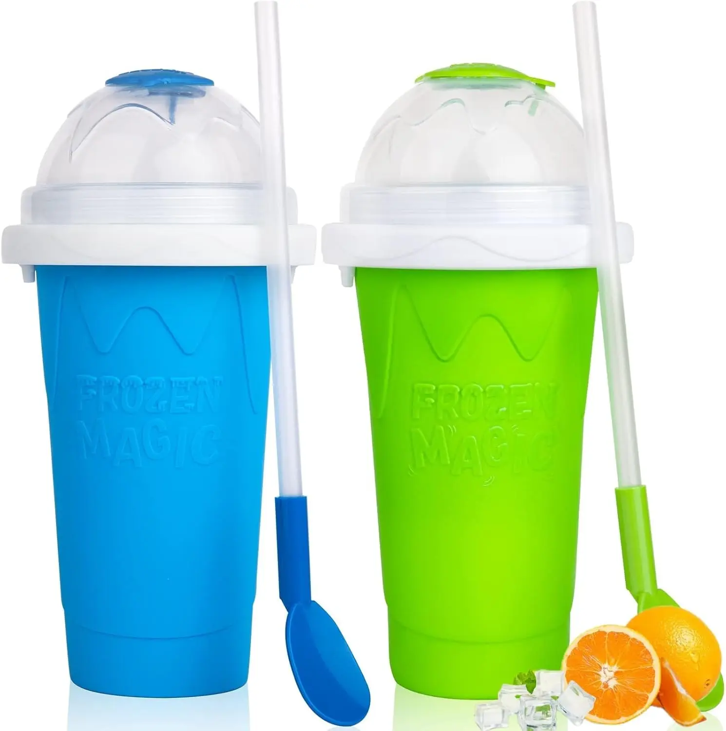Slushie Cup slushie maker cup ，Magic Quick Frozen Smoothies Cup，Slushie Machine for Home Squeeze Slushie Cup ，diy slushie maker cup Gifts (Blue＋Green)
