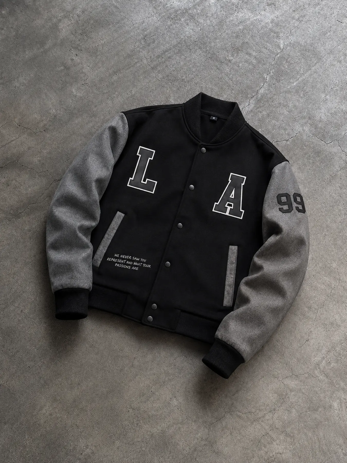 Men's Varsity Style Streetwear Fall Jacket - Stylish Casual Tops with Snap Buttons, Contrast Sleeves, Letter Patches for Classic Letterman Look