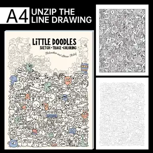 Little Doodles A4 Control Pen Doodle Book | Sketch, Trace & Color – Stress Relief for All Ages Drawing Pad