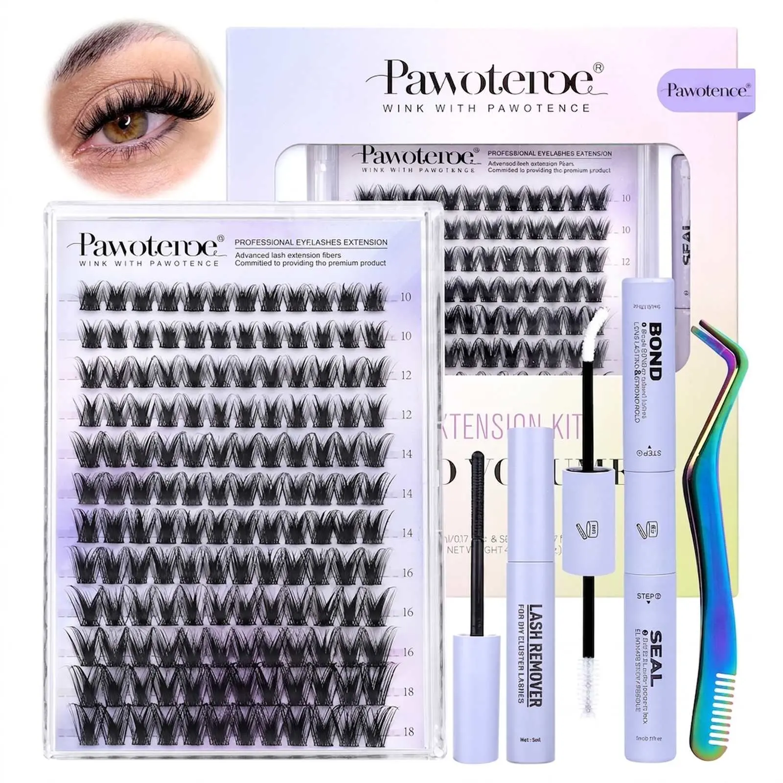 Kira Pawotence Signature Lash Clusters Kit | Featherlight Wispy, Dense Full Volume, Waterproof & All-Day Hold | From Natural Day to Glam Night | Your DIY Dream Look, Beginner-Friendly Lash Clusters