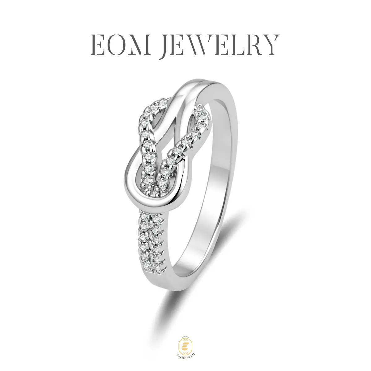 Moissanite Infinity Love Knot Ring Silver-Plated Statement Pavé Jewelry Wedding Engagement Anniversary Valentine's Day Birthday Gift Daily Wear