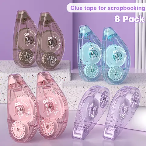 8-Pack Double Sided Adhesive Set - Craft Tape, Art Tape, Dot Adhesive Rollers for Scrapbooking, Office Stationery, Enhance Creative Expression with Decorative Elements