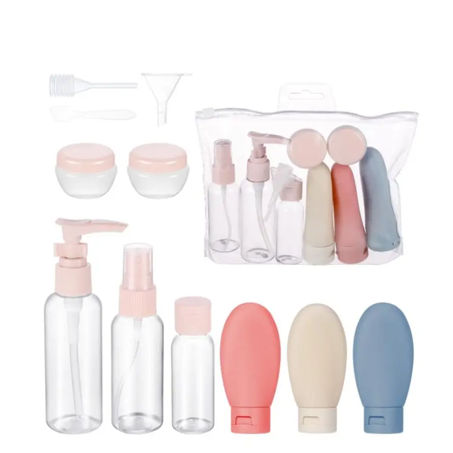 11-Pack Leak-Proof Silicone Travel Bottles Set with Toiletry Bag, TSA-Approved BPA-Free Organiser Containers for Toiletries, Shampoo, Conditioner dispenser