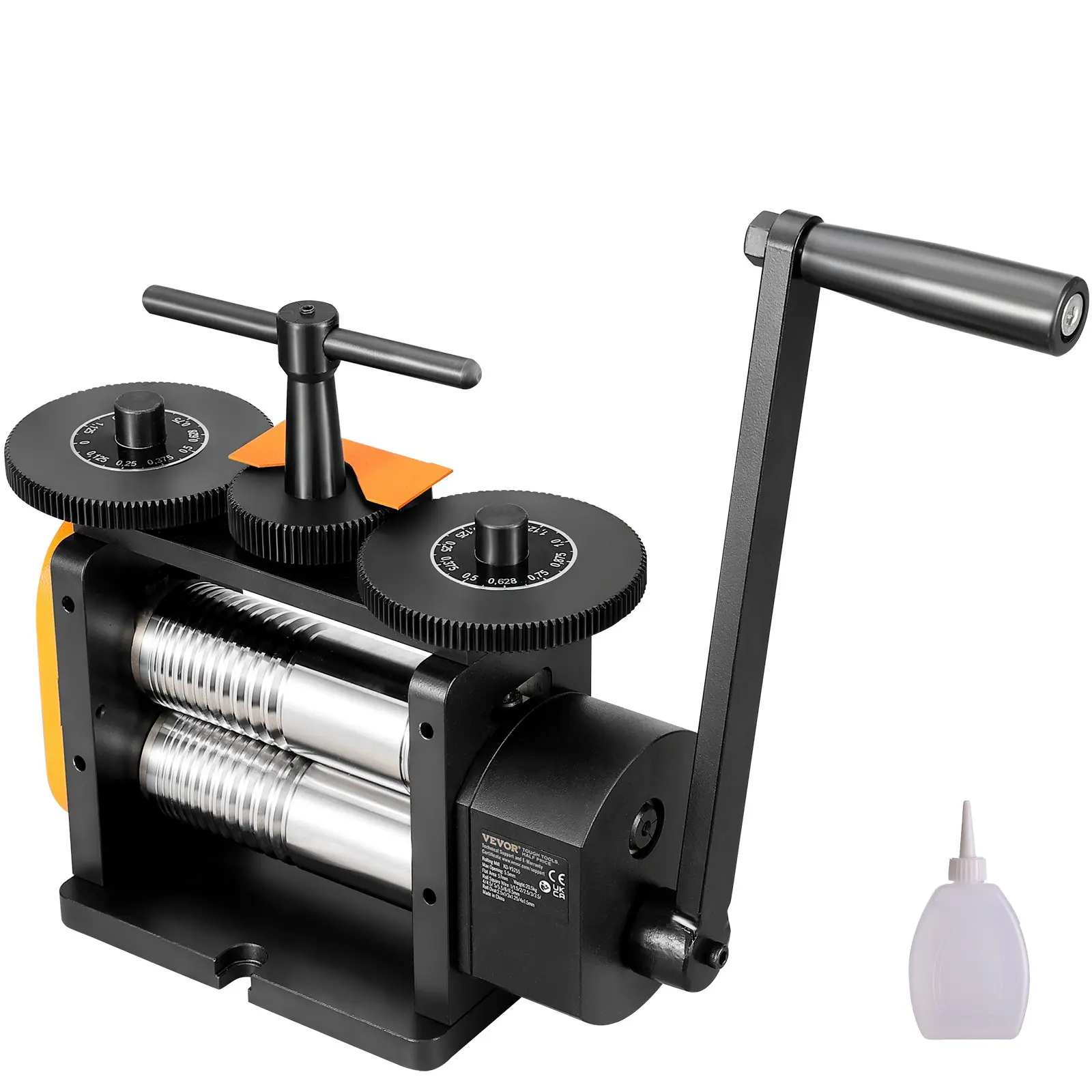 Manual Crank 3-in-1 Jewelry Rolling Mill Machine, 2.24 in/57mm Width, 1:2 Gear Ratio, 0-5.5mm Press Thickness, Maximum Rolling Width: 57±2Mm