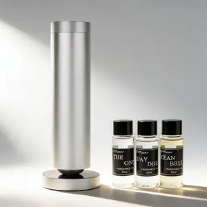 Deluxe Waterless Aromatherapy Diffuser Starter Kit with 3 Essential Oils 1000 Sq Ft Coverage Adjustable Mist Timer Night Light for Home Hotel Fragrance Gift USB Powered Rechargeable Built-in LED