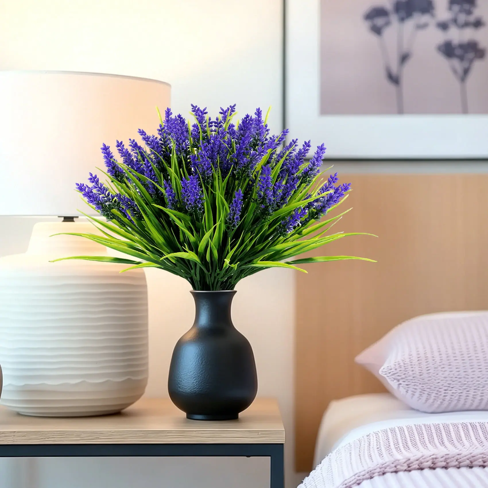 20 Bundles Artificial Lavender Flowers for Outdoor, UV Resistant Realistic Fake Flowers，Artificial Flower Set, Hanging Basket,Pots, Garden,Home Decor,Office Decor, Artificial Flower Decorations, Outdoor Artificial Plants