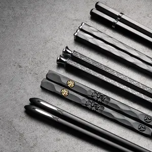 5 Pairs Reusable Glass Fiber Chopsticks Set, Non-Slip Durable Tableware Utensils Cutlery Sushi Sticks for 5 People, Perfect for Parties Weddings Restaurants Gifts