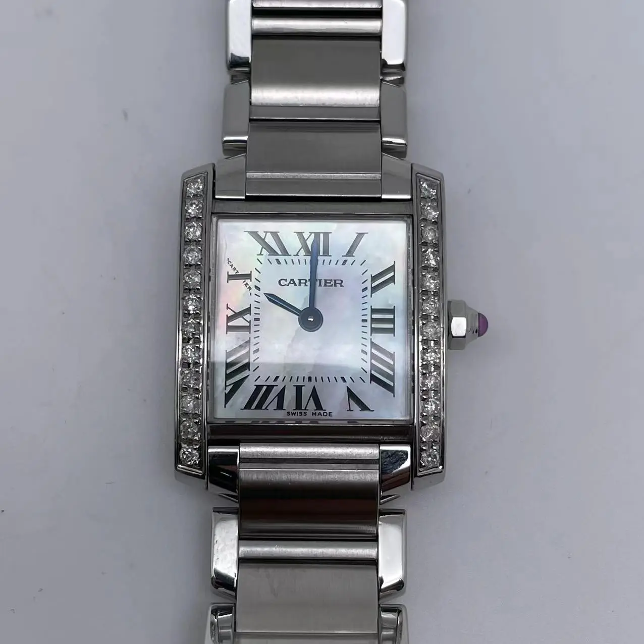 Cartier Tank Française Small Model Quartz Watch W51028Q3(Aftermarket Diamond-Set) 25×20mm Reference： W51028Q3/0740