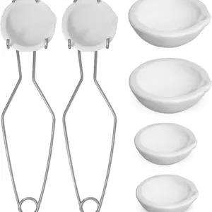 8 Pcs Crucibles for Melting Metal Kit,Including 4 Ceramic Quartz Crucibles and 2 Upgraded and Enlarged Ceramic Quartz Crucibles,2 Pcs Whip Clamp Handle,Melting Metals Like Gold and Silver,Tools & Hardware
