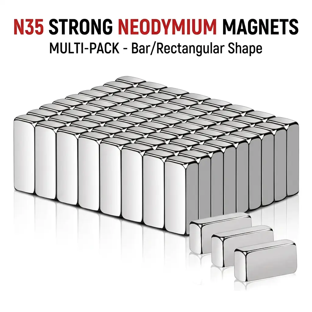 N35 Neodymium Bar/Rectangular Magnets - Super Strong, Heavy Duty, Multifunctional, Strong Magnetic for DIY Crafts, Refrigerator Use (Small & Large Sizes, Tools & Hardware Magnets), Super Strong Magnet