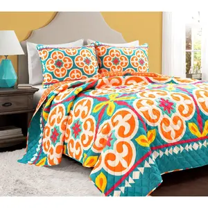 Boho Floral Rev. Oversized Quilt Set K/Cal Kbyush Decor
