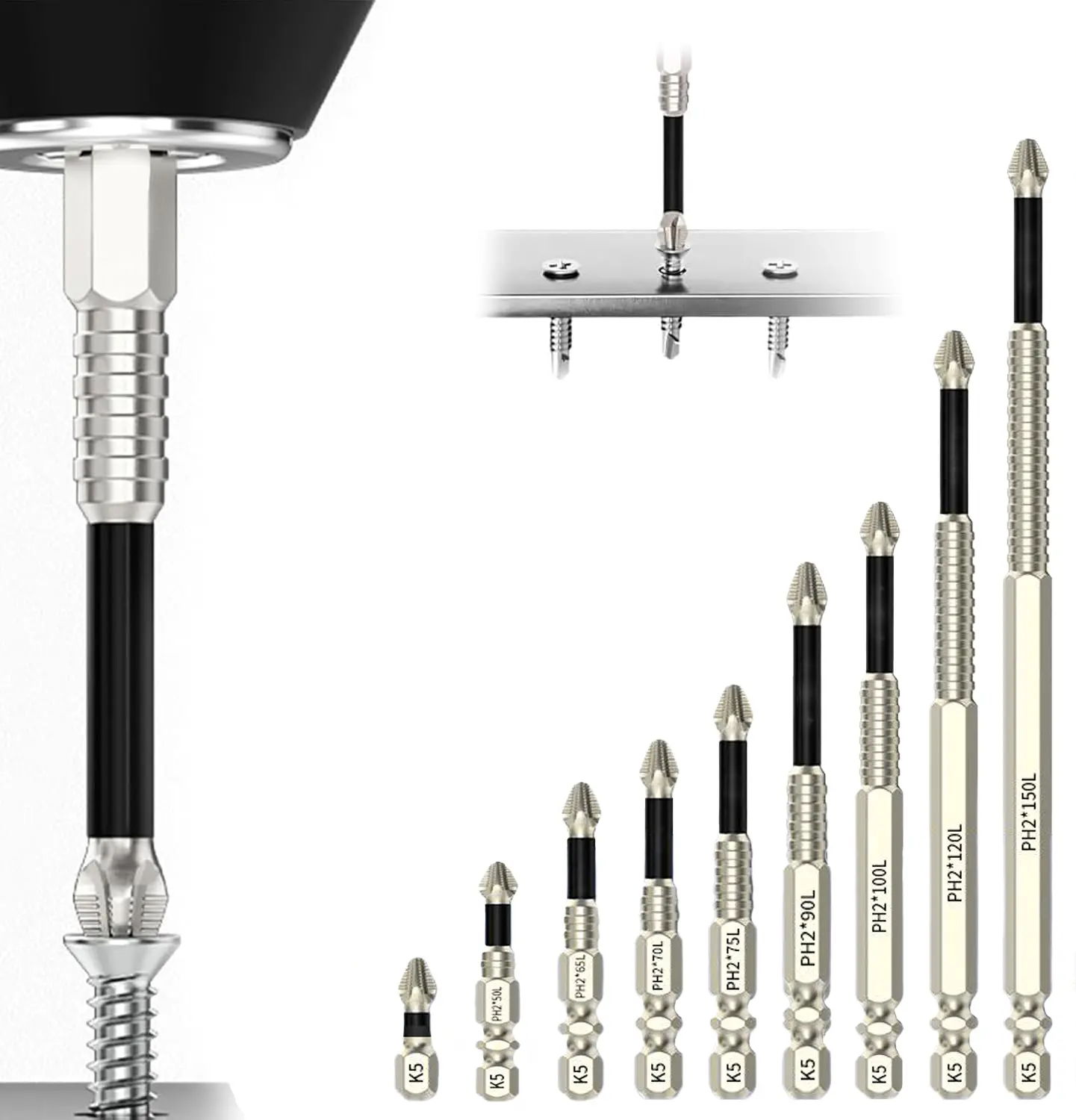 K5 Impact-Resistant and Anti Slip Bit Magnetic Screwdriver Drill Bit Set, Anti Slip Magnetic Electric Screwdriver Set Alloy Steel for Impact Driver, Upgrade Strong Magnetic Durability Screwdriver Drill Bit Set, TikTokShopBlackFriday