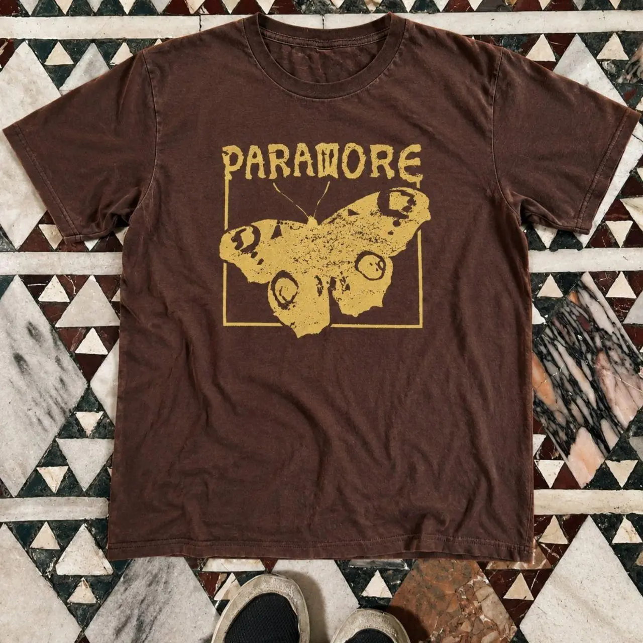 Paramore Butterfly Band T-Shirt - Vintage Brown Rock Graphic Tee, Pop Punk Emo Aesthetic Unisex Short Sleeve Top