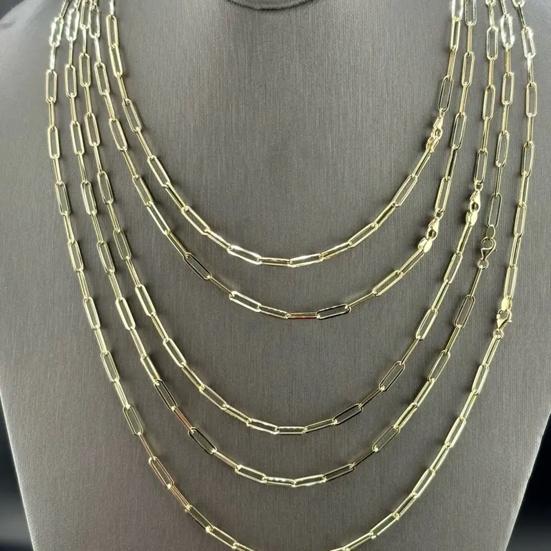Gold 14k Chain Paper Clip Design 16" 18" 20" 22" 24" for Everyday Wear Elegant Jewelry