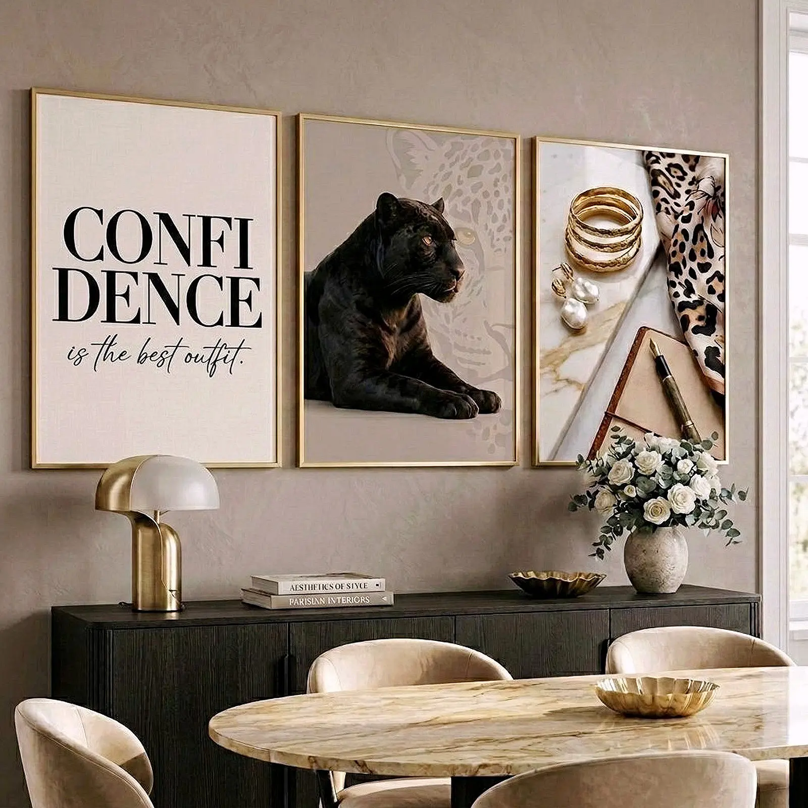 Set Of 3 Confidence Black Panther Fashion Posters Premium HD Print No Frame Luxury Wall Art Home Office Decor Unique Trendy Gift