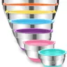 Mixing Bowls with Lids Set 7 PC Stainless Steel Salad Bowls with Colorful Airtight Lids for Kitchen Tableware  Nesting Salad Bowls Set