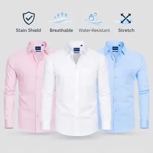 3-Pack AMZPURE Men's Stain Sheild Business Casual Long Sleeve Dress Shirts Slim Fit Button Down Shirt tiktokshopspringglowup