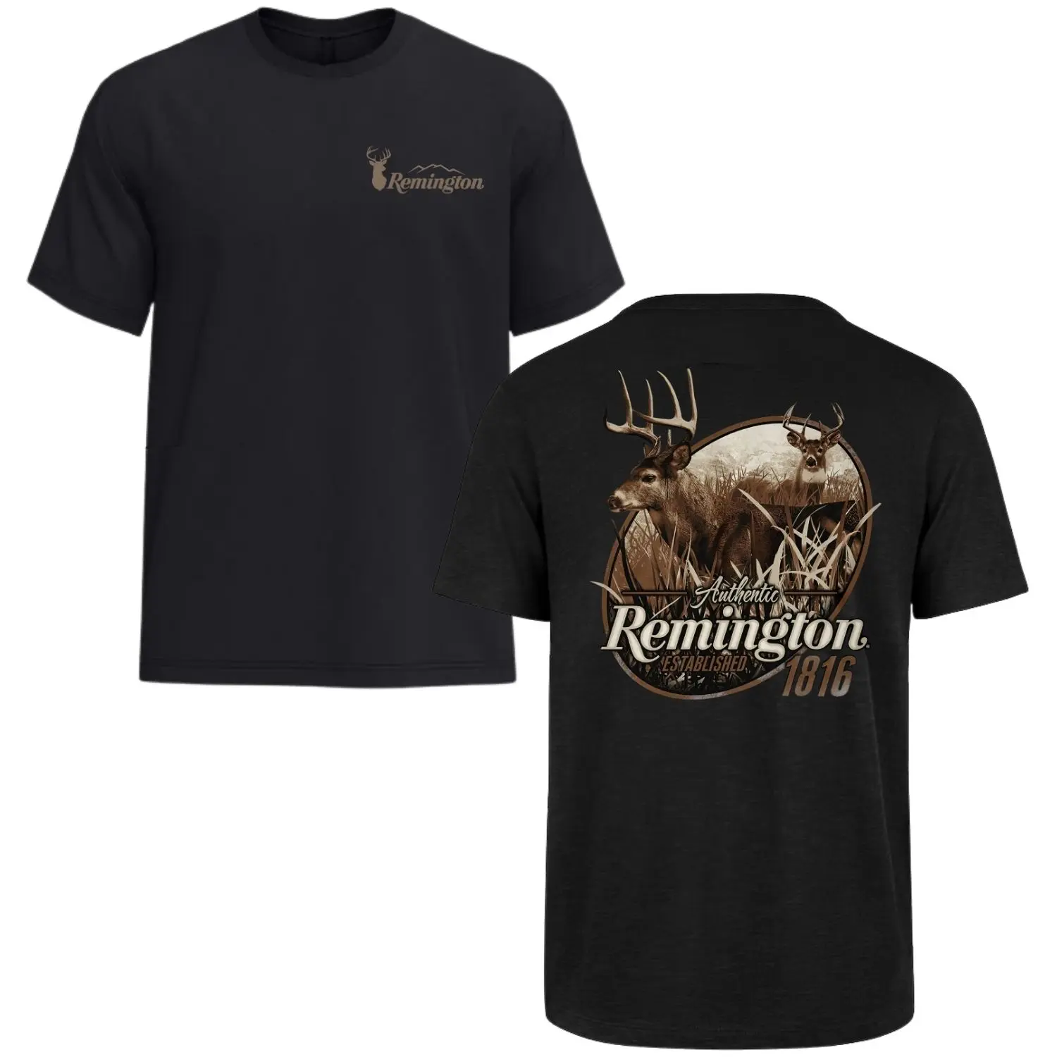 Men's Cotton Simple Fabric Short-Sleeve Classic Deer Rifleman T-Shirt - Remington Hunting Tee, Menswear Gift for Hunters