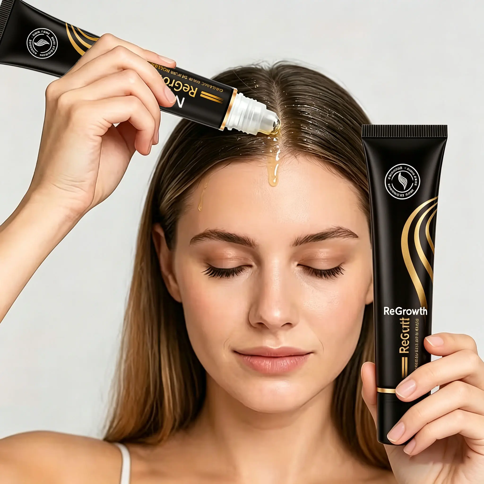 Hair Growth Roller Serum for Thinning Hair, Scalp Massage Hair Regrowth Treatment, Nourishing Root Care with He Shou Wu Extract, Dense & Fuller Looking Hair, Easy Roll-On Applicator, 1PCS
