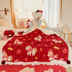 Ultra Soft Milk Fleece Blanket, Wine Print, Multi-Use Bed Cover, Sofa Throw, Nap Mat, Home Office Camping Travel Essential