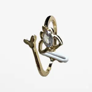 Elegant Gold-Toned Toi et Moi Adjustable Ring